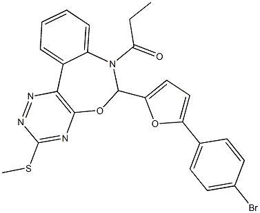 6-[5-(4-bromophenyl)-2-furyl]-3-(methylsulfanyl)-7-propionyl-6,7-dihydro[1,2,4]triazino[5,6-d][3,1]benzoxazepine 结构式