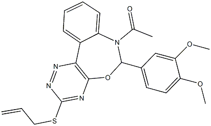 7-acetyl-3-(allylsulfanyl)-6-(3,4-dimethoxyphenyl)-6,7-dihydro[1,2,4]triazino[5,6-d][3,1]benzoxazepine 结构式