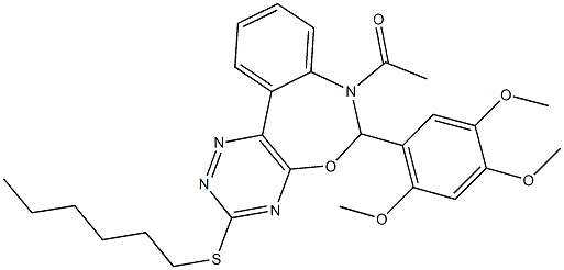 7-acetyl-3-(hexylsulfanyl)-6-(2,4,5-trimethoxyphenyl)-6,7-dihydro[1,2,4]triazino[5,6-d][3,1]benzoxazepine 结构式