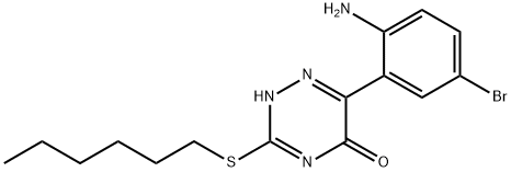 6-(2-amino-5-bromophenyl)-3-(hexylsulfanyl)-1,2,4-triazin-5-ol 结构式