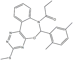 6-(2,5-dimethylphenyl)-3-(methylsulfanyl)-7-propionyl-6,7-dihydro[1,2,4]triazino[5,6-d][3,1]benzoxazepine 结构式