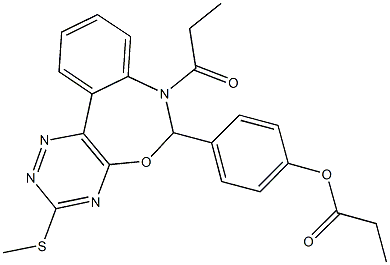 4-[3-(methylsulfanyl)-7-propionyl-6,7-dihydro[1,2,4]triazino[5,6-d][3,1]benzoxazepin-6-yl]phenyl propionate 结构式
