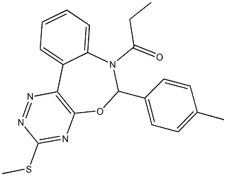 6-(4-methylphenyl)-3-(methylsulfanyl)-7-propionyl-6,7-dihydro[1,2,4]triazino[5,6-d][3,1]benzoxazepine 结构式