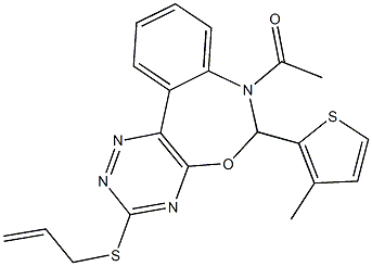 7-acetyl-6-(3-methyl-2-thienyl)-6,7-dihydro[1,2,4]triazino[5,6-d][3,1]benzoxazepin-3-yl allyl sulfide 结构式