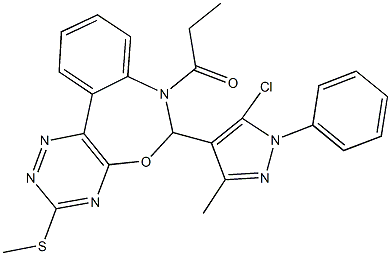 6-(5-chloro-3-methyl-1-phenyl-1H-pyrazol-4-yl)-7-propionyl-6,7-dihydro[1,2,4]triazino[5,6-d][3,1]benzoxazepin-3-yl methyl sulfide 结构式