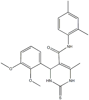 4-(2,3-dimethoxyphenyl)-N-(2,4-dimethylphenyl)-6-methyl-2-thioxo-1,2,3,4-tetrahydro-5-pyrimidinecarboxamide 结构式