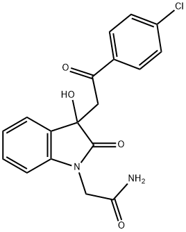 2-{3-[2-(4-chlorophenyl)-2-oxoethyl]-3-hydroxy-2-oxo-2,3-dihydro-1H-indol-1-yl}acetamide 结构式