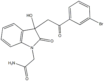 2-{3-[2-(3-bromophenyl)-2-oxoethyl]-3-hydroxy-2-oxo-2,3-dihydro-1H-indol-1-yl}acetamide 结构式