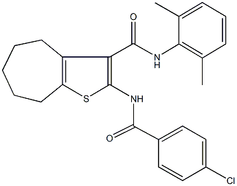 2-[(4-chlorobenzoyl)amino]-N-(2,6-dimethylphenyl)-5,6,7,8-tetrahydro-4H-cyclohepta[b]thiophene-3-carboxamide 结构式