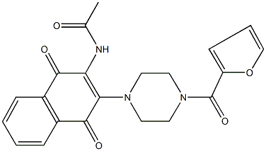 N-{3-[4-(2-furoyl)-1-piperazinyl]-1,4-dioxo-1,4-dihydro-2-naphthalenyl}acetamide 结构式