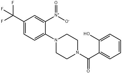 2-({4-[2-nitro-4-(trifluoromethyl)phenyl]-1-piperazinyl}carbonyl)phenol 结构式