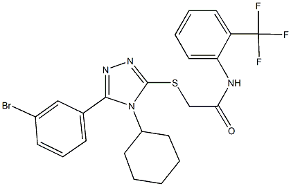 2-{[5-(3-bromophenyl)-4-cyclohexyl-4H-1,2,4-triazol-3-yl]sulfanyl}-N-[2-(trifluoromethyl)phenyl]acetamide 结构式