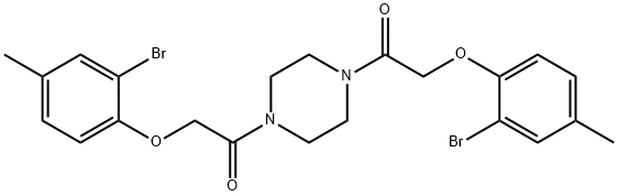 1,4-bis[(2-bromo-4-methylphenoxy)acetyl]piperazine 结构式