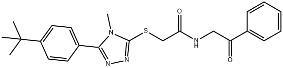 2-{[5-(4-tert-butylphenyl)-4-methyl-4H-1,2,4-triazol-3-yl]sulfanyl}-N-(2-oxo-2-phenylethyl)acetamide 结构式