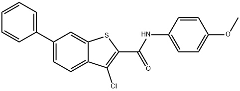 3-chloro-N-(4-methoxyphenyl)-6-phenyl-1-benzothiophene-2-carboxamide 结构式