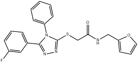 2-{[5-(3-fluorophenyl)-4-phenyl-4H-1,2,4-triazol-3-yl]sulfanyl}-N-(2-furylmethyl)acetamide 结构式