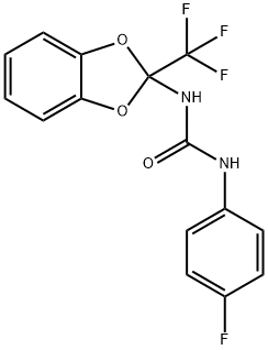 N-(4-fluorophenyl)-N'-[2-(trifluoromethyl)-1,3-benzodioxol-2-yl]urea 结构式