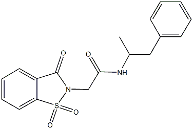 2-(1,1-dioxido-3-oxo-1,2-benzisothiazol-2(3H)-yl)-N-(1-methyl-2-phenylethyl)acetamide 结构式