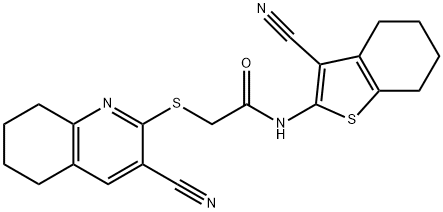 N-(3-cyano-4,5,6,7-tetrahydro-1-benzothien-2-yl)-2-[(3-cyano-5,6,7,8-tetrahydro-2-quinolinyl)sulfanyl]acetamide 结构式