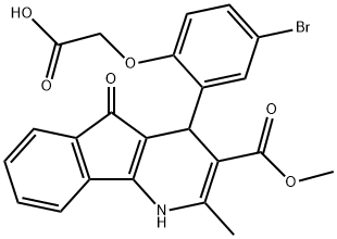 {4-bromo-2-[3-(methoxycarbonyl)-2-methyl-5-oxo-4,5-dihydro-1H-indeno[1,2-b]pyridin-4-yl]phenoxy}acetic acid 结构式