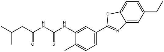 N-[5-(5-ethyl-1,3-benzoxazol-2-yl)-2-methylphenyl]-N'-(3-methylbutanoyl)thiourea 结构式