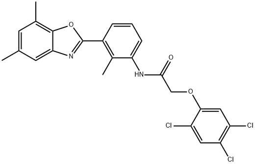 N-[3-(5,7-dimethyl-1,3-benzoxazol-2-yl)-2-methylphenyl]-2-(2,4,5-trichlorophenoxy)acetamide 结构式