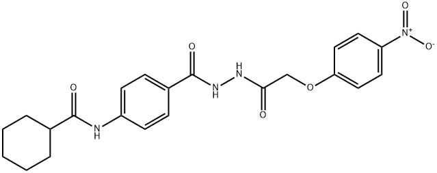 N-(4-{[2-({4-nitrophenoxy}acetyl)hydrazino]carbonyl}phenyl)cyclohexanecarboxamide 结构式