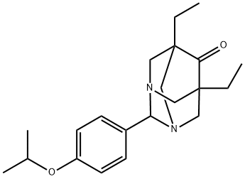 5,7-diethyl-2-(4-isopropoxyphenyl)-1,3-diazatricyclo[3.3.1.1~3,7~]decan-6-one 结构式