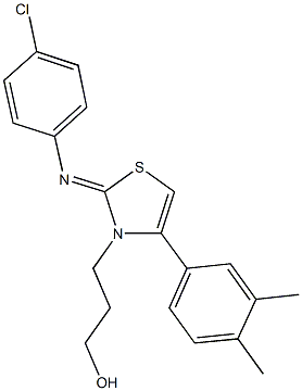 3-(2-[(4-chlorophenyl)imino]-4-(3,4-dimethylphenyl)-1,3-thiazol-3(2H)-yl)-1-propanol 结构式