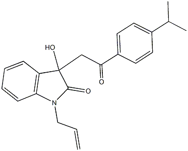 1-allyl-3-hydroxy-3-[2-(4-isopropylphenyl)-2-oxoethyl]-1,3-dihydro-2H-indol-2-one 结构式