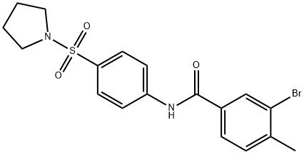 3-bromo-4-methyl-N-[4-(pyrrolidin-1-ylsulfonyl)phenyl]benzamide 结构式