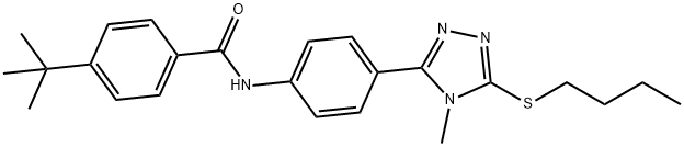 4-tert-butyl-N-{4-[5-(butylsulfanyl)-4-methyl-4H-1,2,4-triazol-3-yl]phenyl}benzamide 结构式