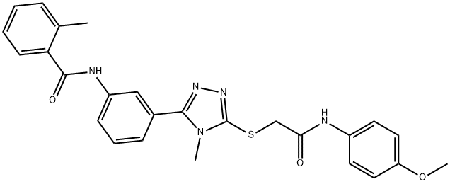 N-[3-(5-{[2-(4-methoxyanilino)-2-oxoethyl]sulfanyl}-4-methyl-4H-1,2,4-triazol-3-yl)phenyl]-2-methylbenzamide 结构式