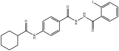 N-(4-{[2-(2-iodobenzoyl)hydrazino]carbonyl}phenyl)cyclohexanecarboxamide 结构式