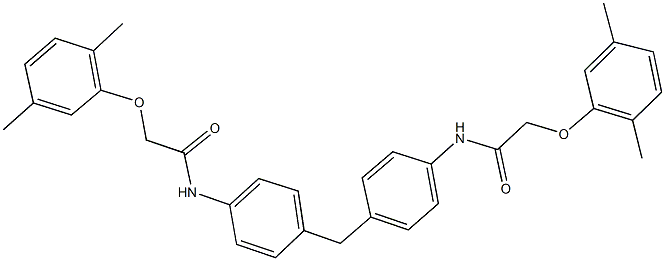 2-(2,5-dimethylphenoxy)-N-[4-(4-{[(2,5-dimethylphenoxy)acetyl]amino}benzyl)phenyl]acetamide 结构式