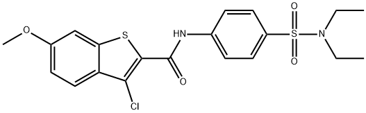 3-chloro-N-{4-[(diethylamino)sulfonyl]phenyl}-6-methoxy-1-benzothiophene-2-carboxamide 结构式