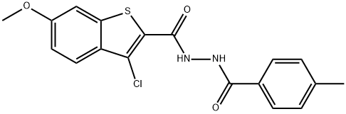 3-chloro-6-methoxy-N'-(4-methylbenzoyl)-1-benzothiophene-2-carbohydrazide 结构式