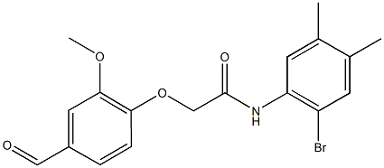 N-(2-bromo-4,5-dimethylphenyl)-2-(4-formyl-2-methoxyphenoxy)acetamide 结构式