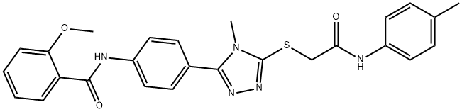 2-methoxy-N-[4-(4-methyl-5-{[2-oxo-2-(4-toluidino)ethyl]sulfanyl}-4H-1,2,4-triazol-3-yl)phenyl]benzamide 结构式