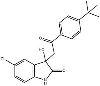 3-[2-(4-tert-butylphenyl)-2-oxoethyl]-5-chloro-3-hydroxy-1,3-dihydro-2H-indol-2-one 结构式