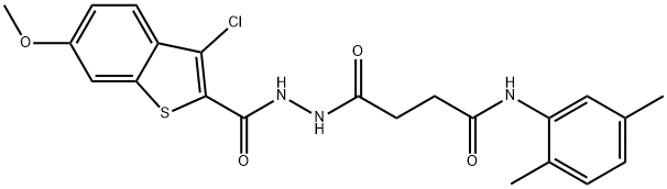 4-{2-[(3-chloro-6-methoxy-1-benzothien-2-yl)carbonyl]hydrazino}-N-(2,5-dimethylphenyl)-4-oxobutanamide 结构式