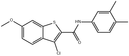 3-chloro-N-(3,4-dimethylphenyl)-6-methoxy-1-benzothiophene-2-carboxamide 结构式