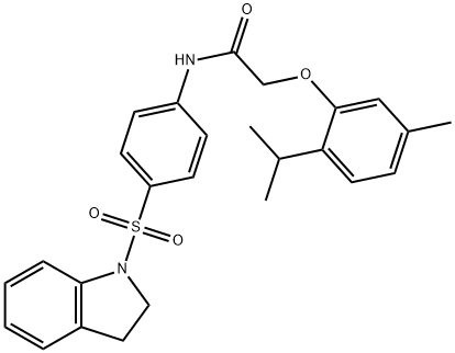 N-[4-(2,3-dihydro-1H-indol-1-ylsulfonyl)phenyl]-2-(2-isopropyl-5-methylphenoxy)acetamide 结构式