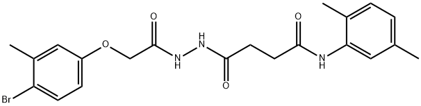 4-{2-[(4-bromo-3-methylphenoxy)acetyl]hydrazino}-N-(2,5-dimethylphenyl)-4-oxobutanamide 结构式