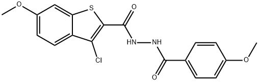 3-chloro-6-methoxy-N'-(4-methoxybenzoyl)-1-benzothiophene-2-carbohydrazide 结构式