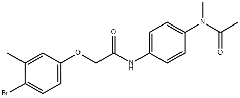 N-{4-[acetyl(methyl)amino]phenyl}-2-(4-bromo-3-methylphenoxy)acetamide 结构式