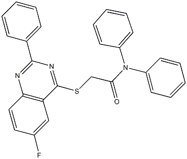 2-[(6-fluoro-2-phenyl-4-quinazolinyl)sulfanyl]-N,N-diphenylacetamide 结构式