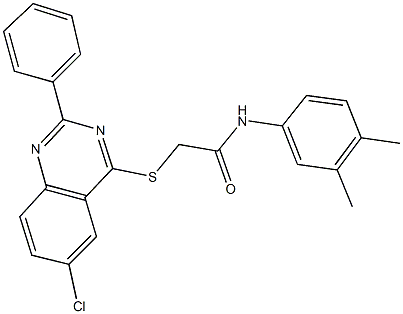 2-[(6-chloro-2-phenyl-4-quinazolinyl)sulfanyl]-N-(3,4-dimethylphenyl)acetamide 结构式