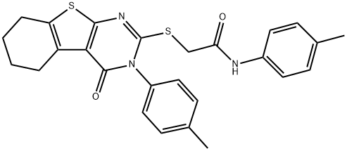 N-(4-methylphenyl)-2-{[3-(4-methylphenyl)-4-oxo-3,4,5,6,7,8-hexahydro[1]benzothieno[2,3-d]pyrimidin-2-yl]sulfanyl}acetamide 结构式