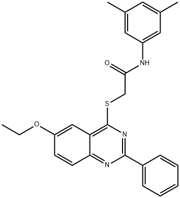 N-(3,5-dimethylphenyl)-2-[(6-ethoxy-2-phenyl-4-quinazolinyl)sulfanyl]acetamide 结构式